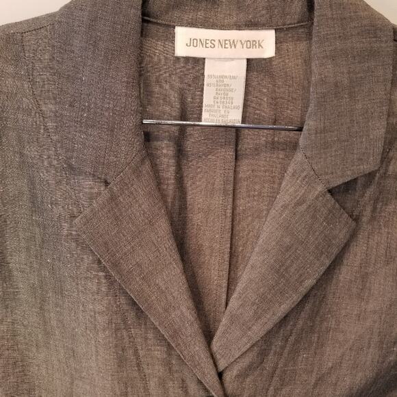 Jones New York Vintage 90s Linen Blouse Comfortable Long Sleeve Women's Size XXL - Picture 2 of 6